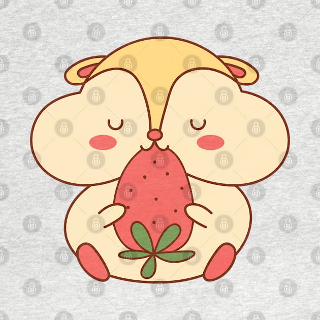 Cute hamster eating strawberry by Sticker deck